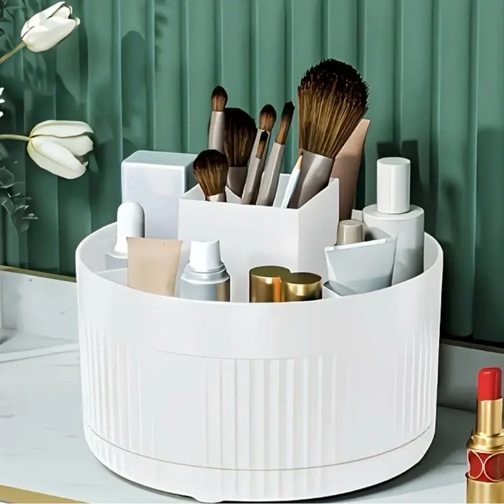 White Rotating Makeup Organizer