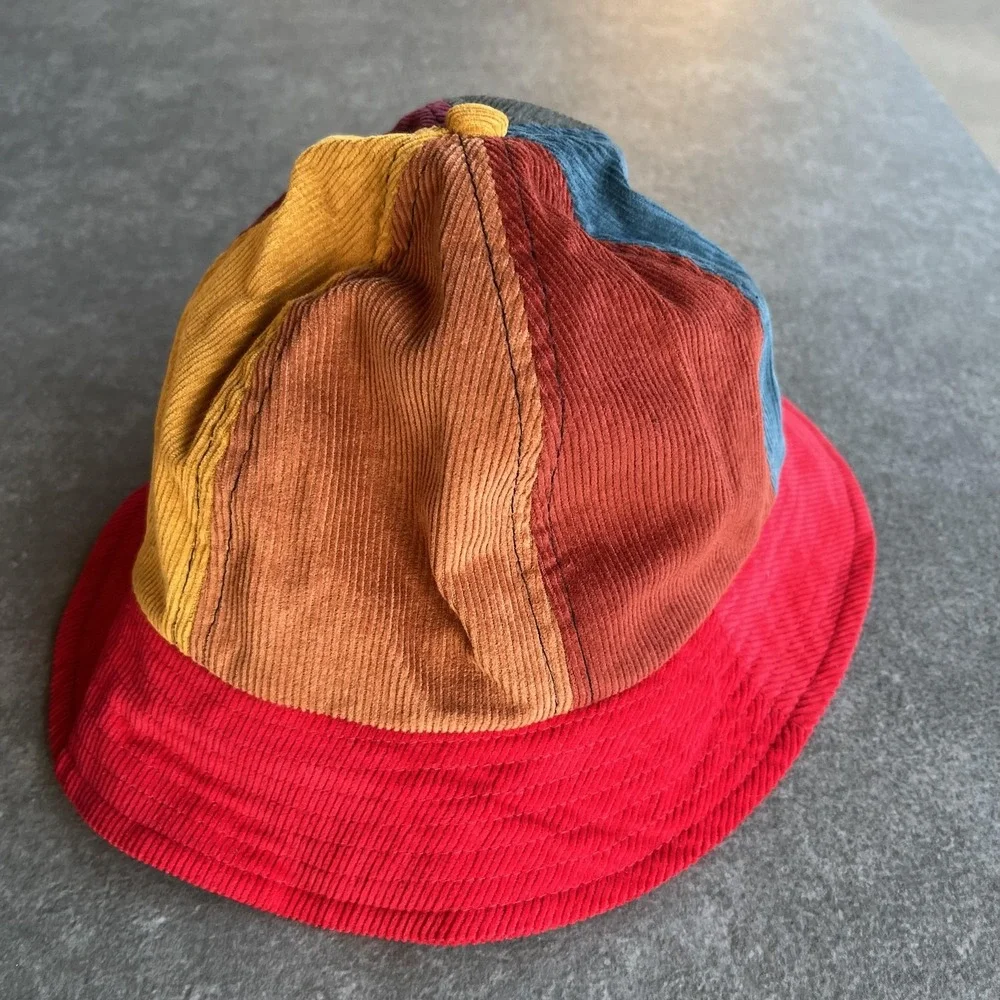 Camp High Hat Bucket Fitted One Size Multicolor Corduroy Patchwork Made USA Mens