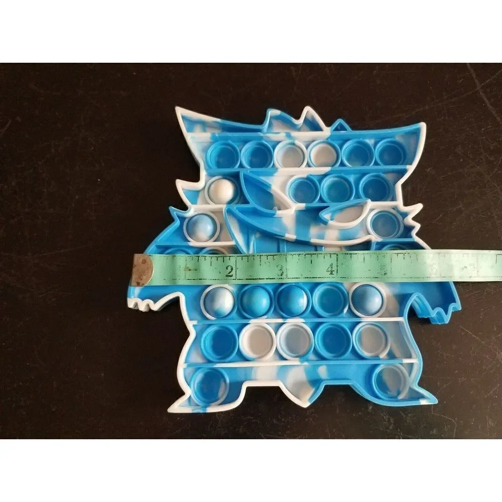 Fidget Blue & White Gungan Push Pop Bubble Silicone Sensory Tie Dye Monster