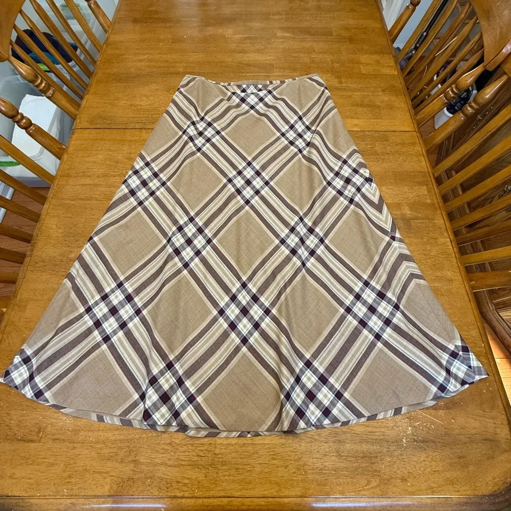 Talbots Plaid A-Line 100% Wool Skirt 18