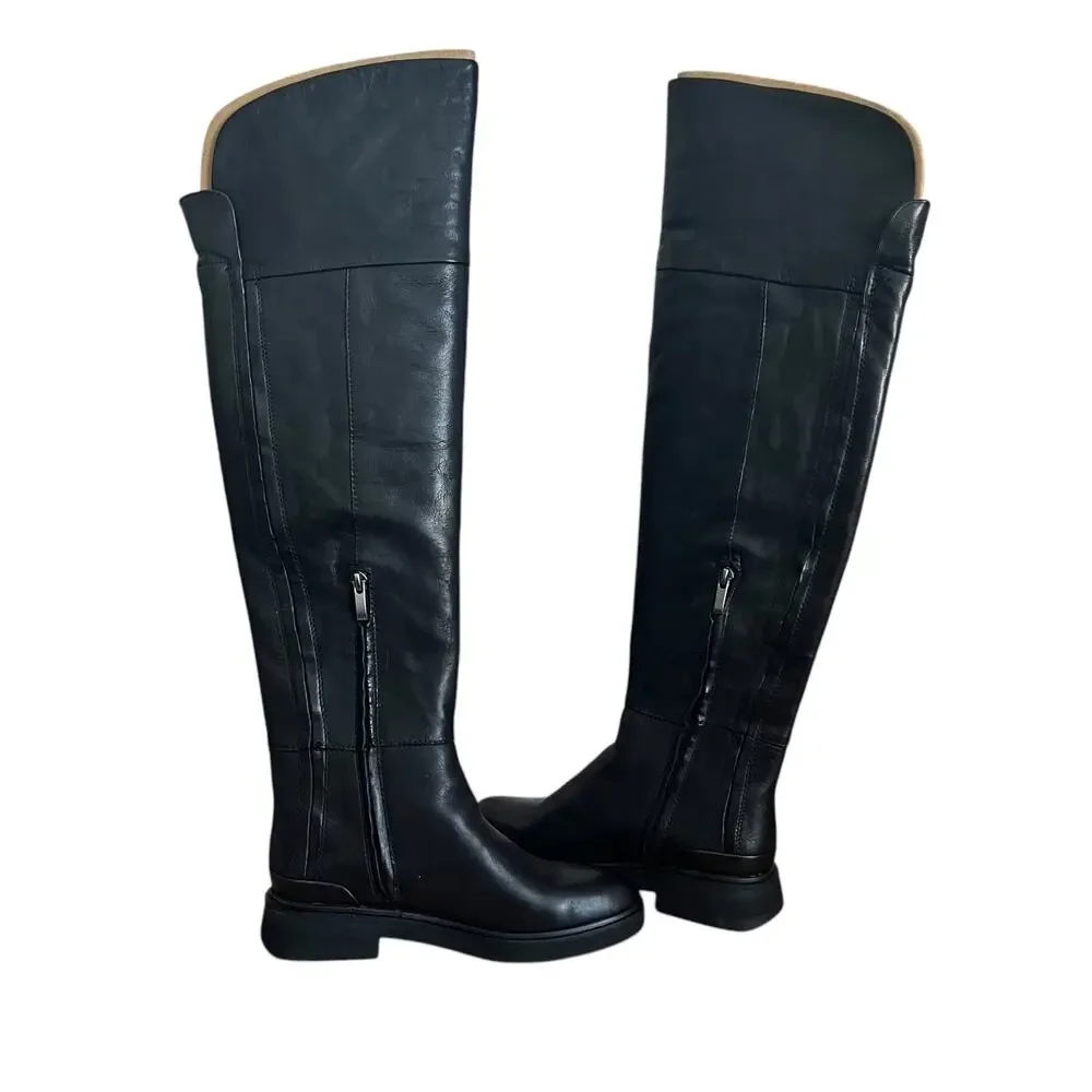 Franco Sarto Battina Knee High Black Leather Riding Leather Boots Size 6