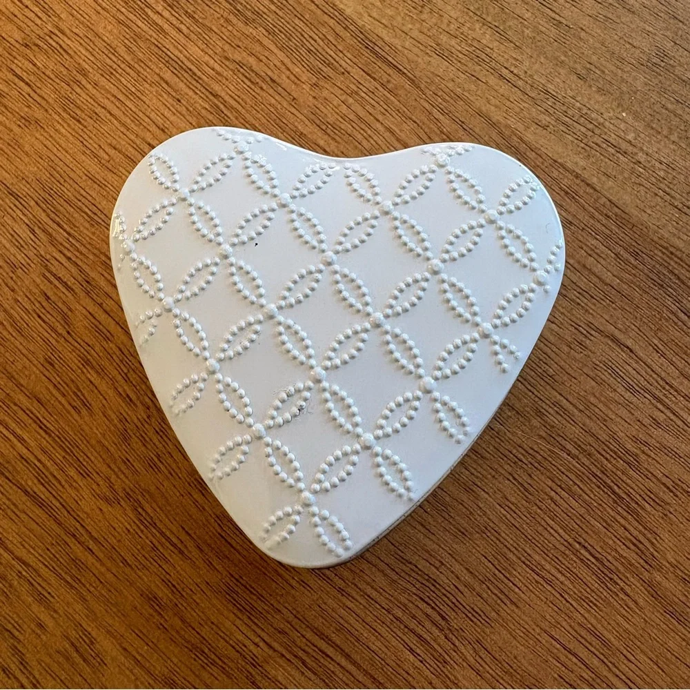 Martha Stewart White Embossed Heart Tin