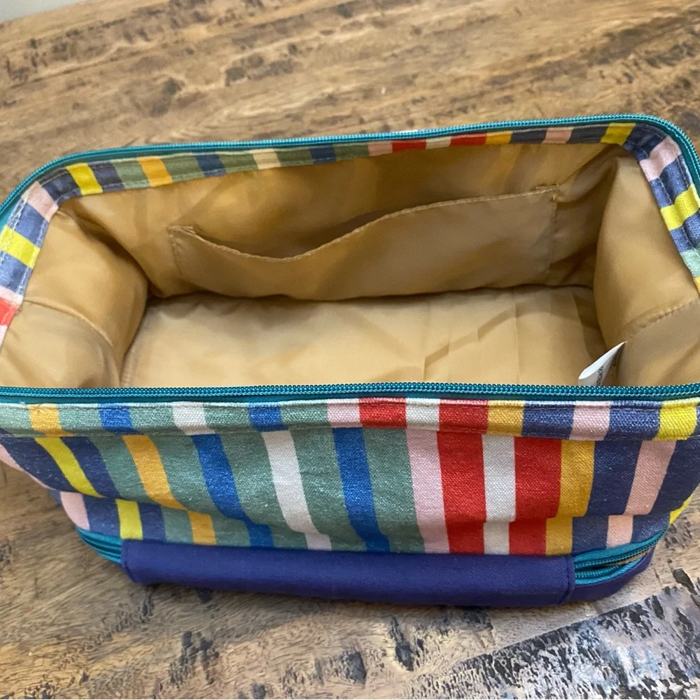 Noonday Colorful Striped Canvas Pouch cabanna dopp kit.