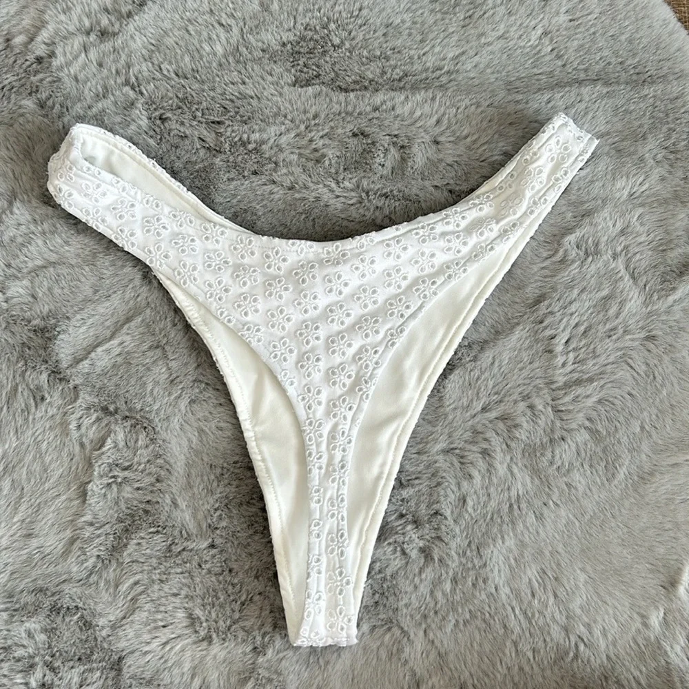 Frankie’s Bikinis X PINK Victoria’s Secret Thong Eyelet Bikini Bottom size S