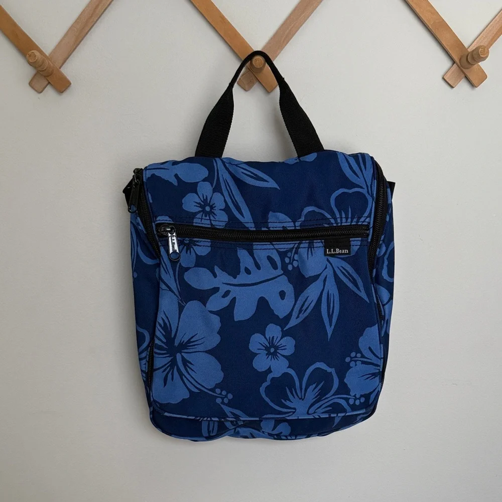 L.L. Bean Blue Floral travel toiletries bag