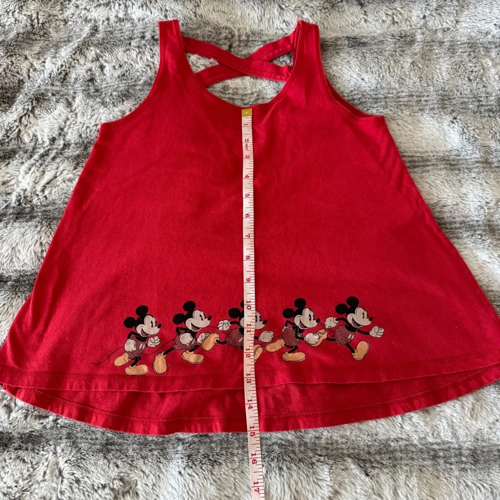 Disney Parks Girls Flare Tank Top Cross Back Size Medium Red Mickey Mouse