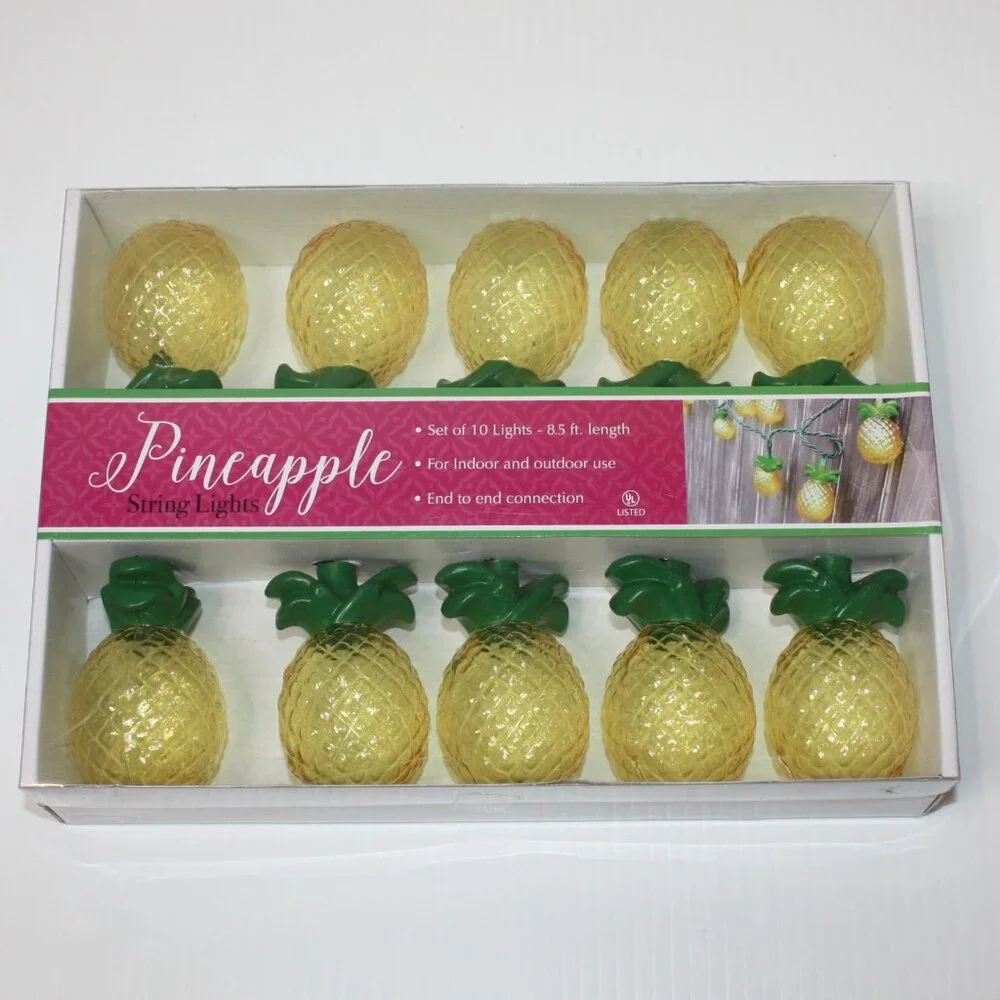 DEI Pineapple String Lights for Indoor and Outdoor Use 8.5' Length New in Box