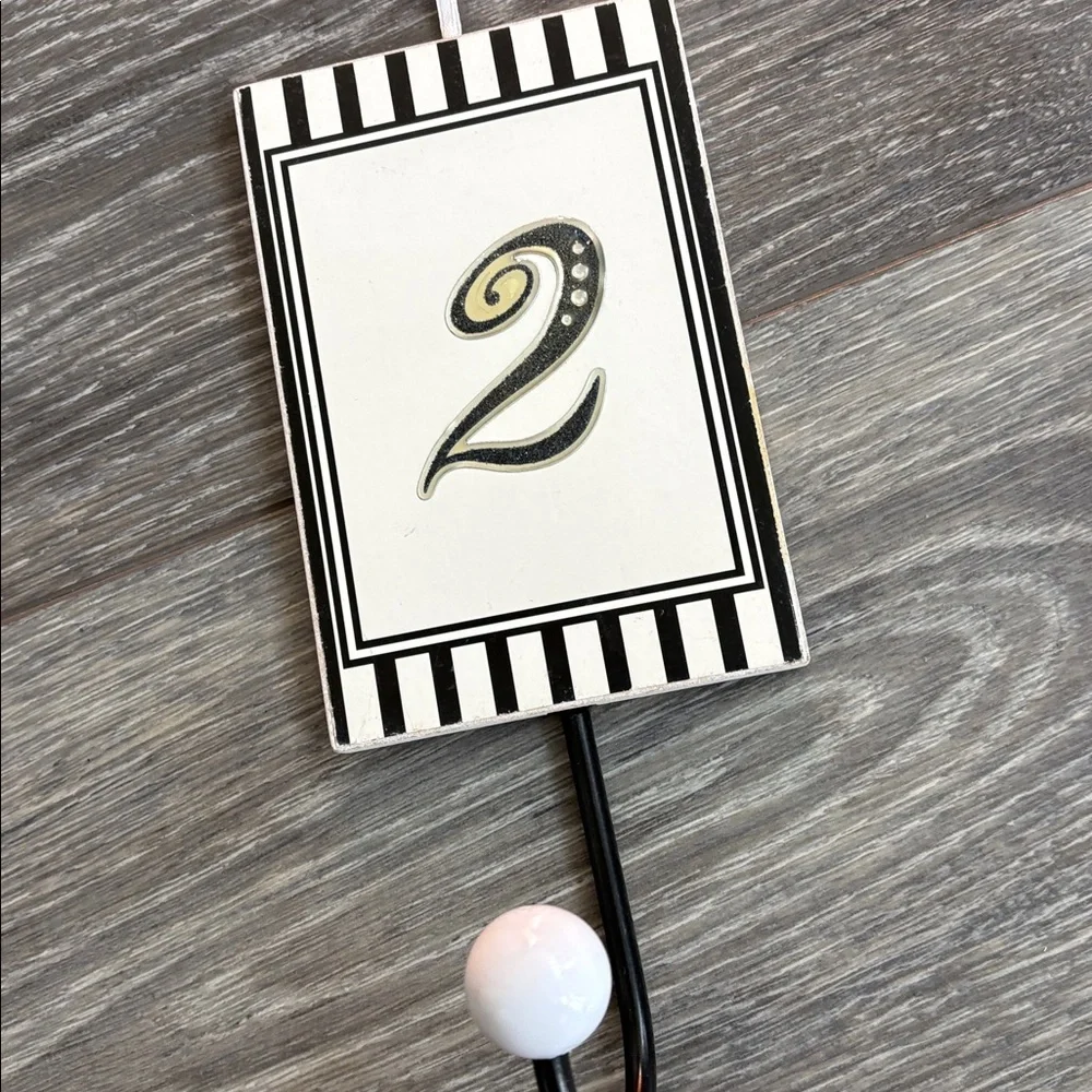 Striped Black and White Numbered Wall Hooks
