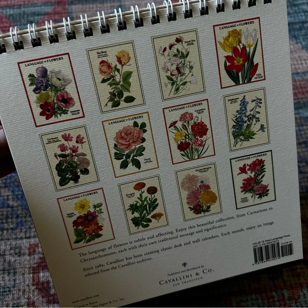 Cavallini Language of Flowers 2026 tabletop calendar