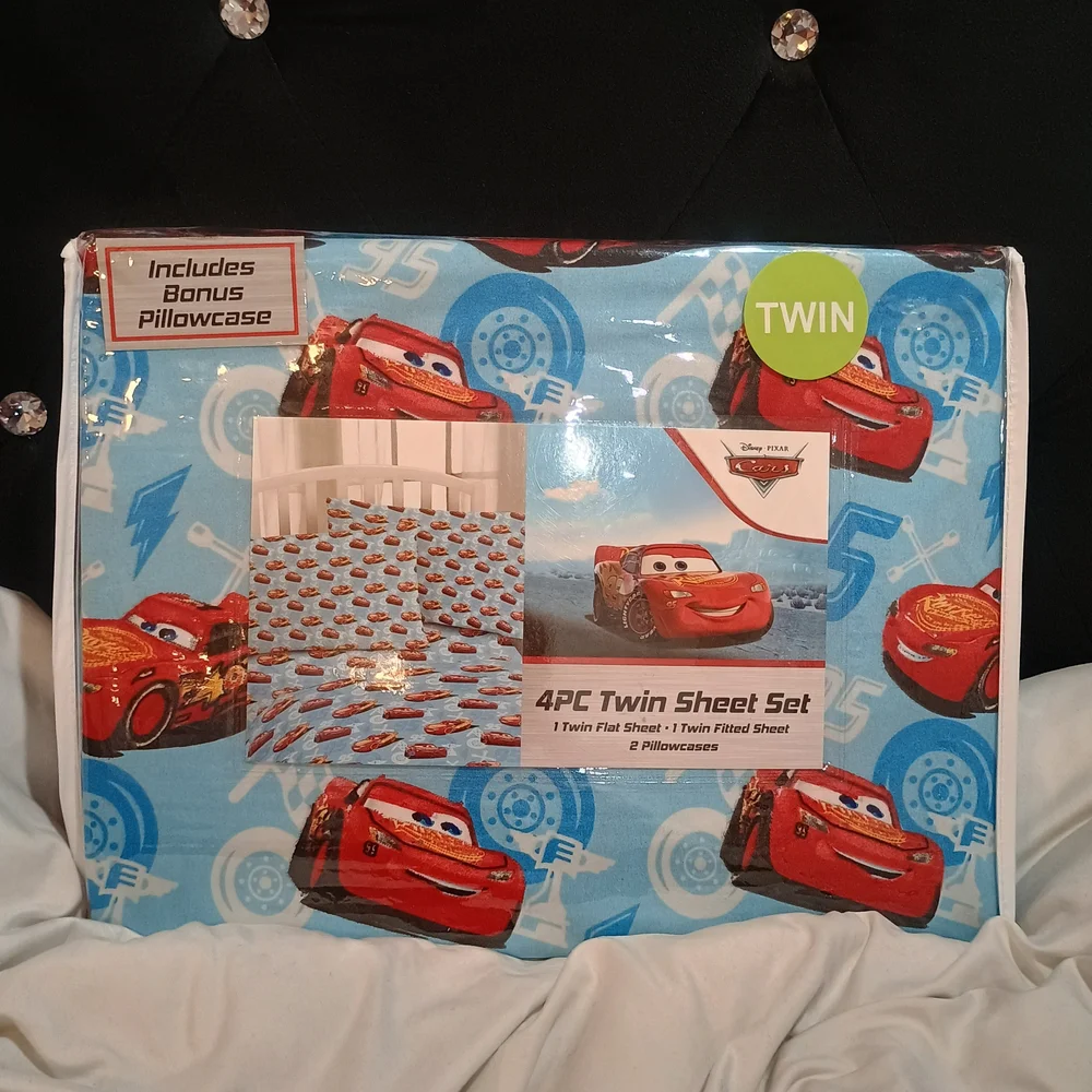 New Disney Cars 4 Piece Twin Sheet Set 2 Pillow Cases I Flat 1 Fitted Sheet