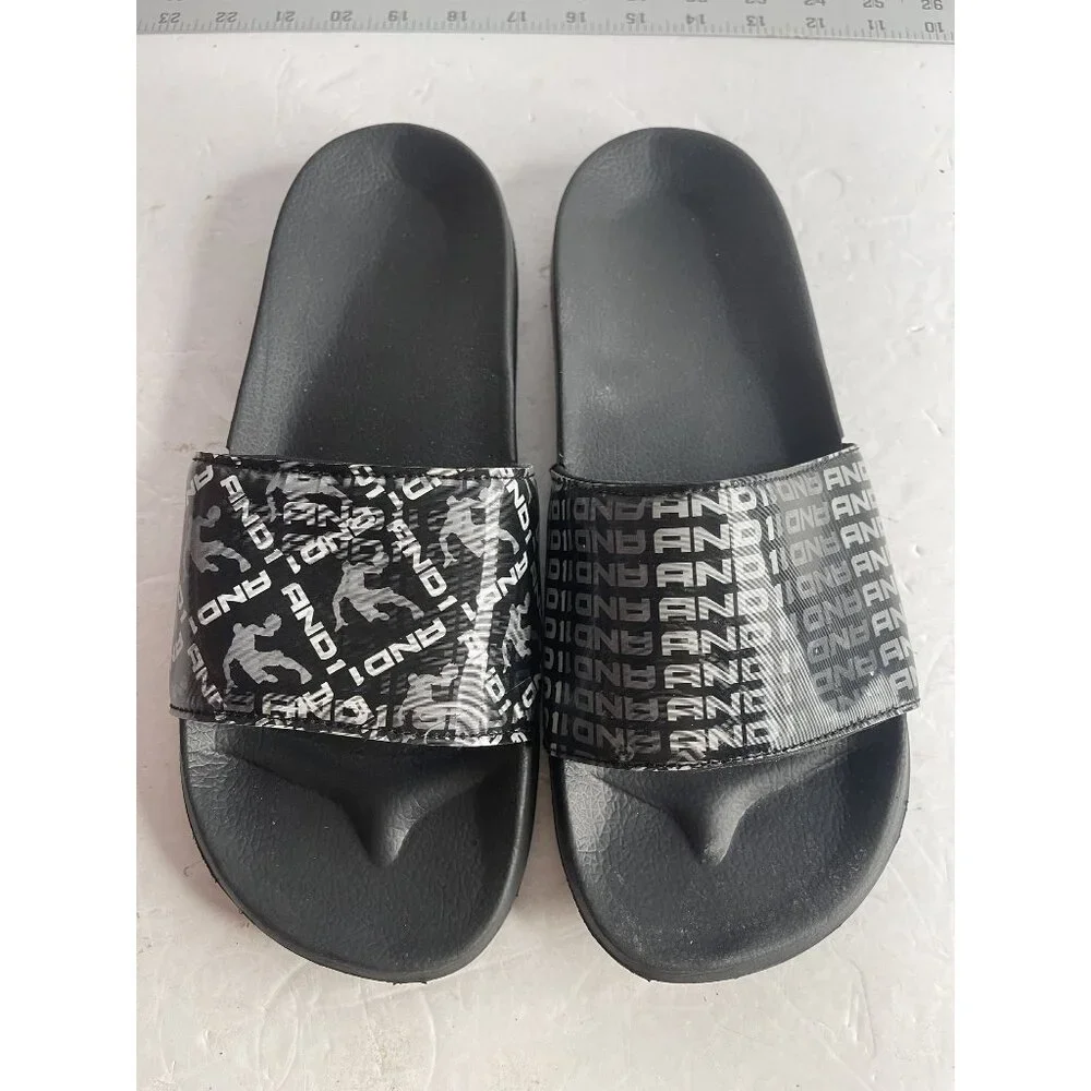 AND1 Slippers Men's Size 9 Crossover‎ Slides Black Slip On Open Toe MNAN20ES056