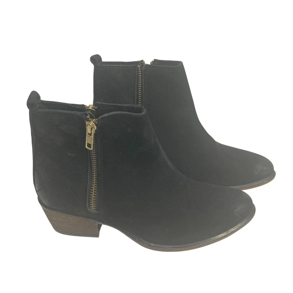Steve Madden NYRVANA Black Leather Quilted Ankle Booties Mens 5.5 Side Zip
