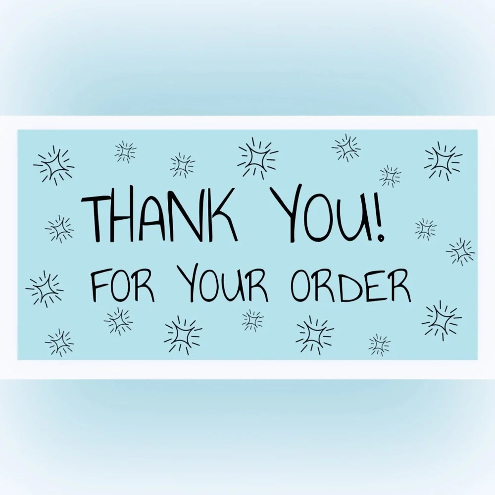 30 CUSTOM STICKERS - 2” x 1” - THANK YOU FOR YOUR ORDER‎