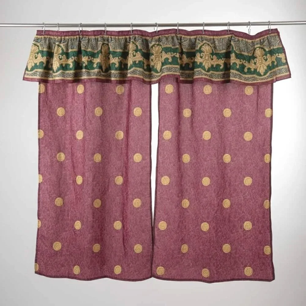 Vintage Springs Shower Curtain Maroon Gold Medallion 90s Art Deco Made in USA