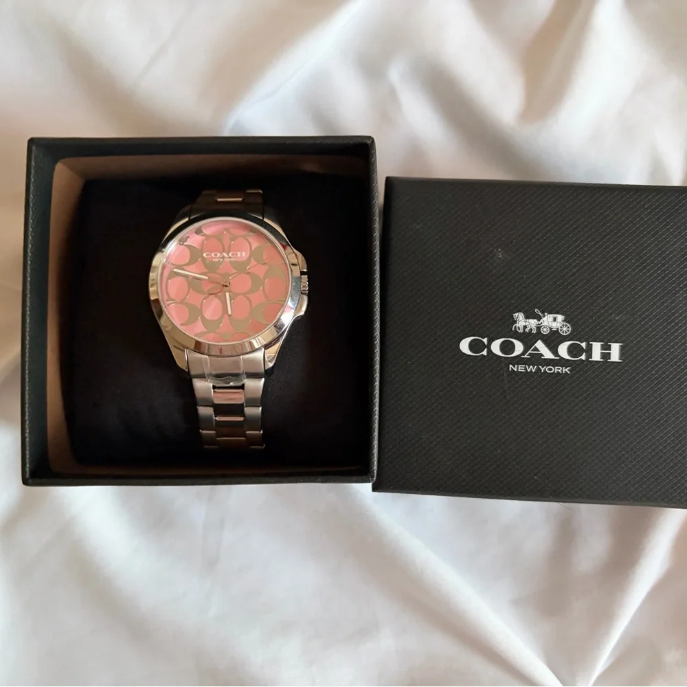 Coach Pink Dial Silver Bracelet Watch