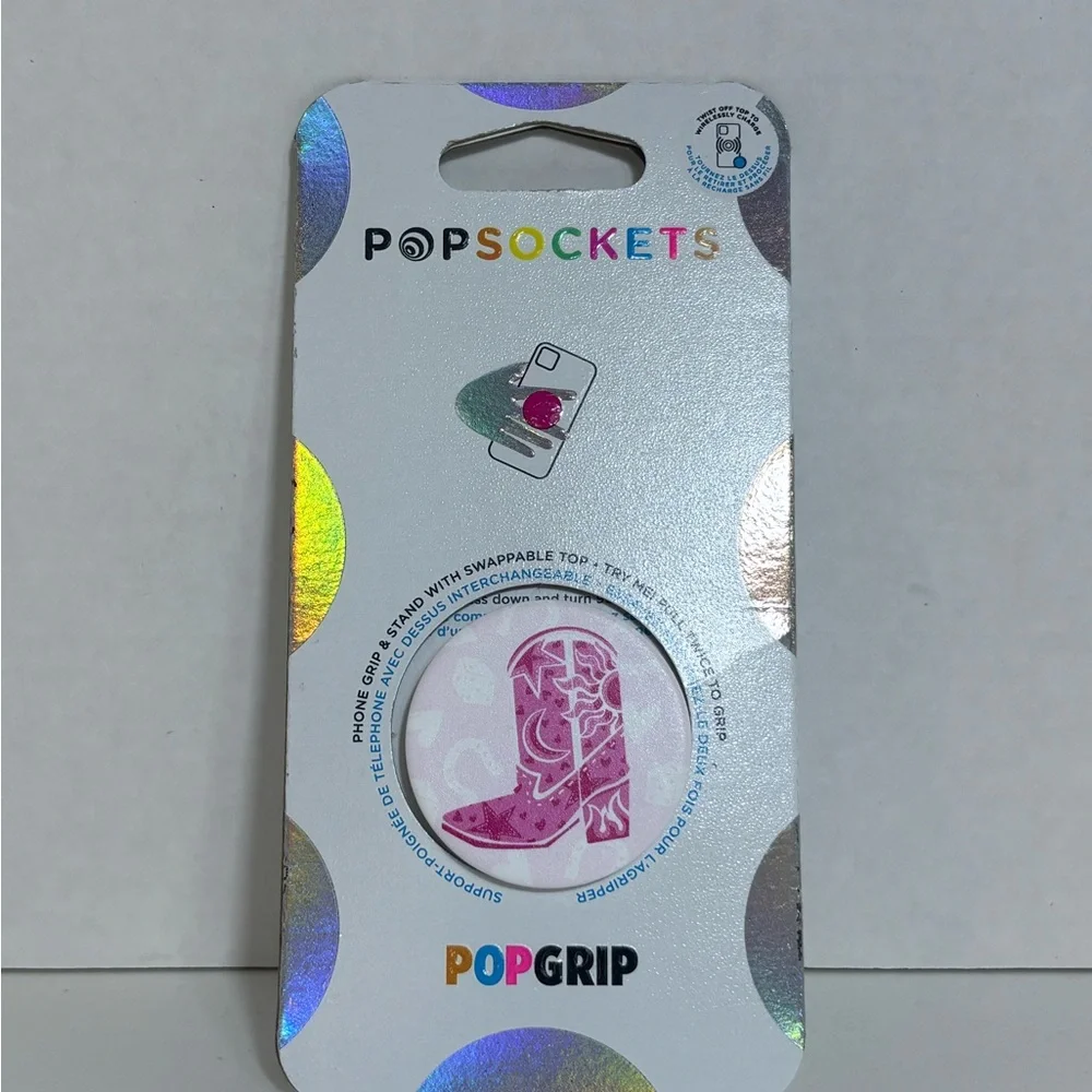 PopSockets PopGrip Pink Cartoon Western Boot Swappable Top Grip & Stand Support