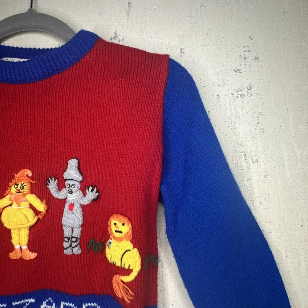 Vintage 1988 Harlequin Designs Wizard of Oz Colorblock Kids Sweater | Tag Sz: 6