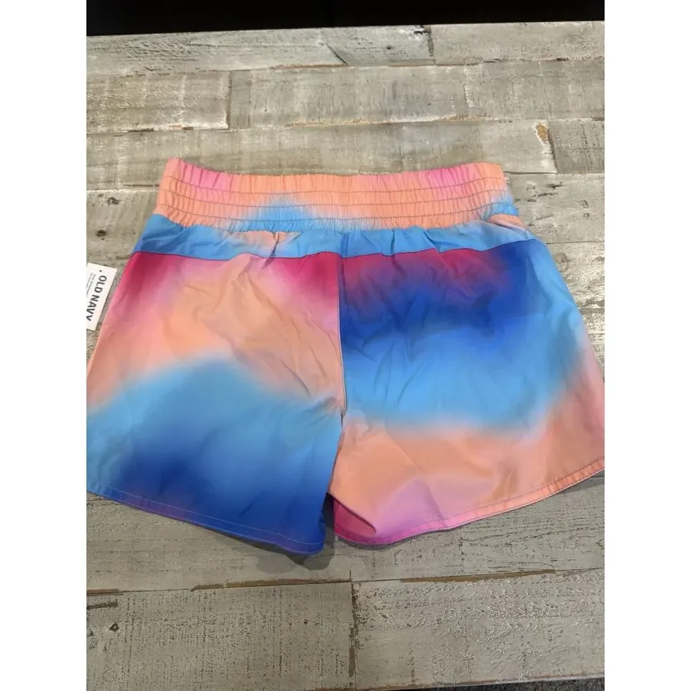 Girls Old Navy High Wasited Dolphin Hem Run Shorts XL 14-16 Tie-Dye NWT
