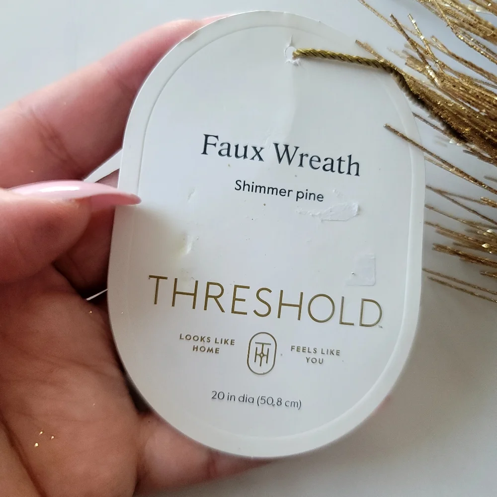 Threshold Gold Wreath | Shimmer Long Needle PineLuxe Holiday Aesthetic 24