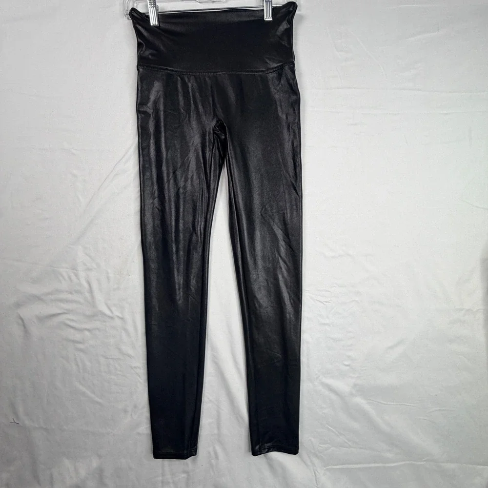 Spanx Faux Leather Leggings Black High Waist Shaper Pants Large 20110R