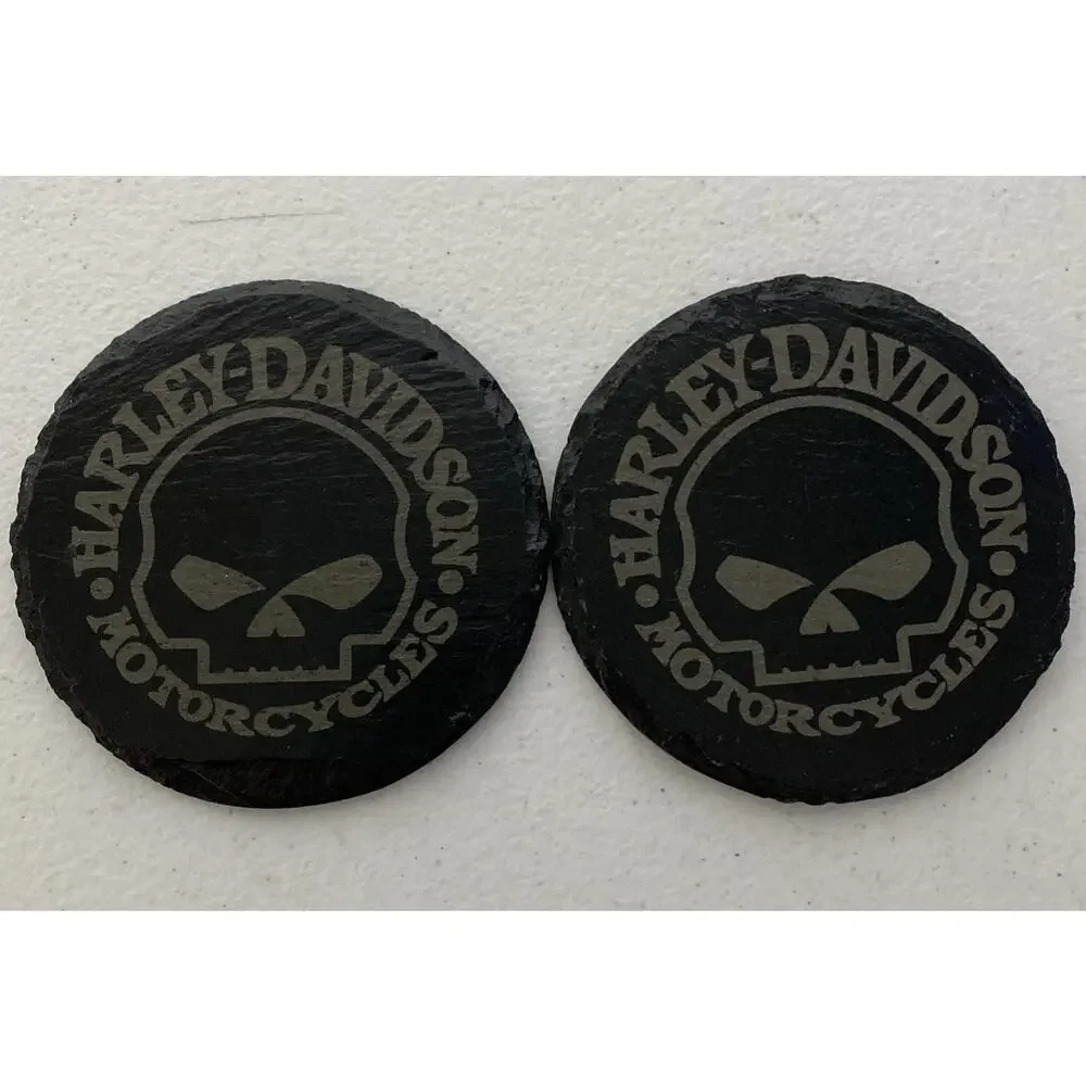 Harley Davidson Willie G. Skull Design Coasters Set of 2 Black Jagged Edge Rock
