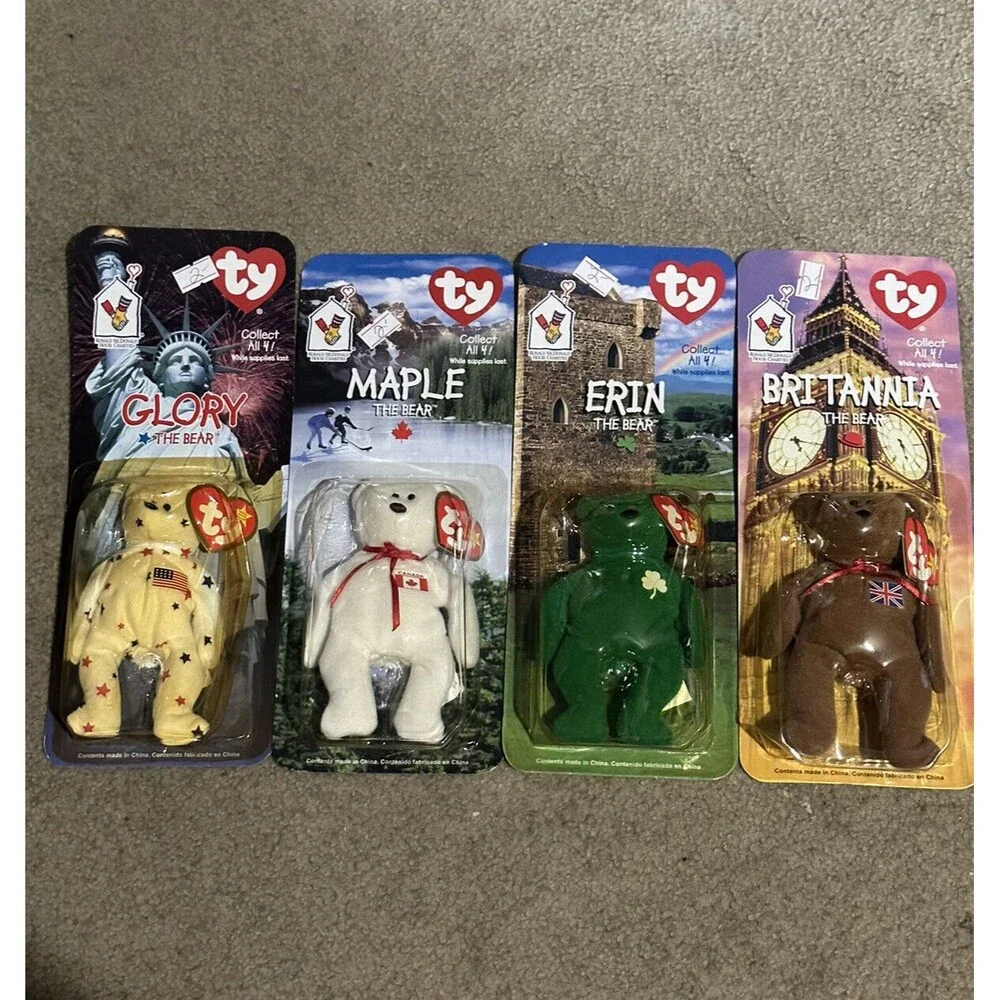 TY BEANIE‎ BABIES MCDONALDS INTERNATIONAL BEARS SET OF 4 New in box! errors RARE