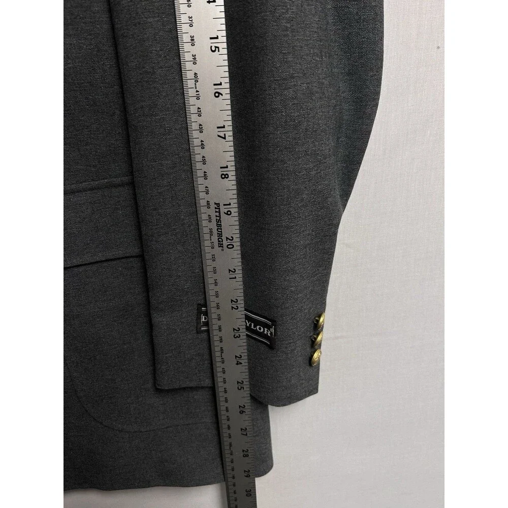 David Taylor Blazer Charcoal Grey Gold Button Single Vented Mens 42L NWT