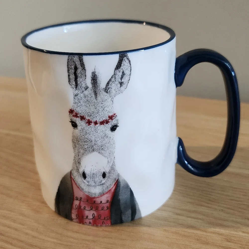 Signature Housewares Hipster Animal Donkey Mug Navy Handle