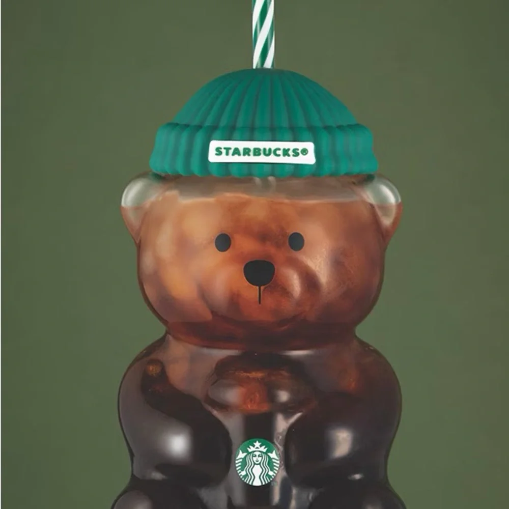 Starbucks Bear Candle with Teal Hat