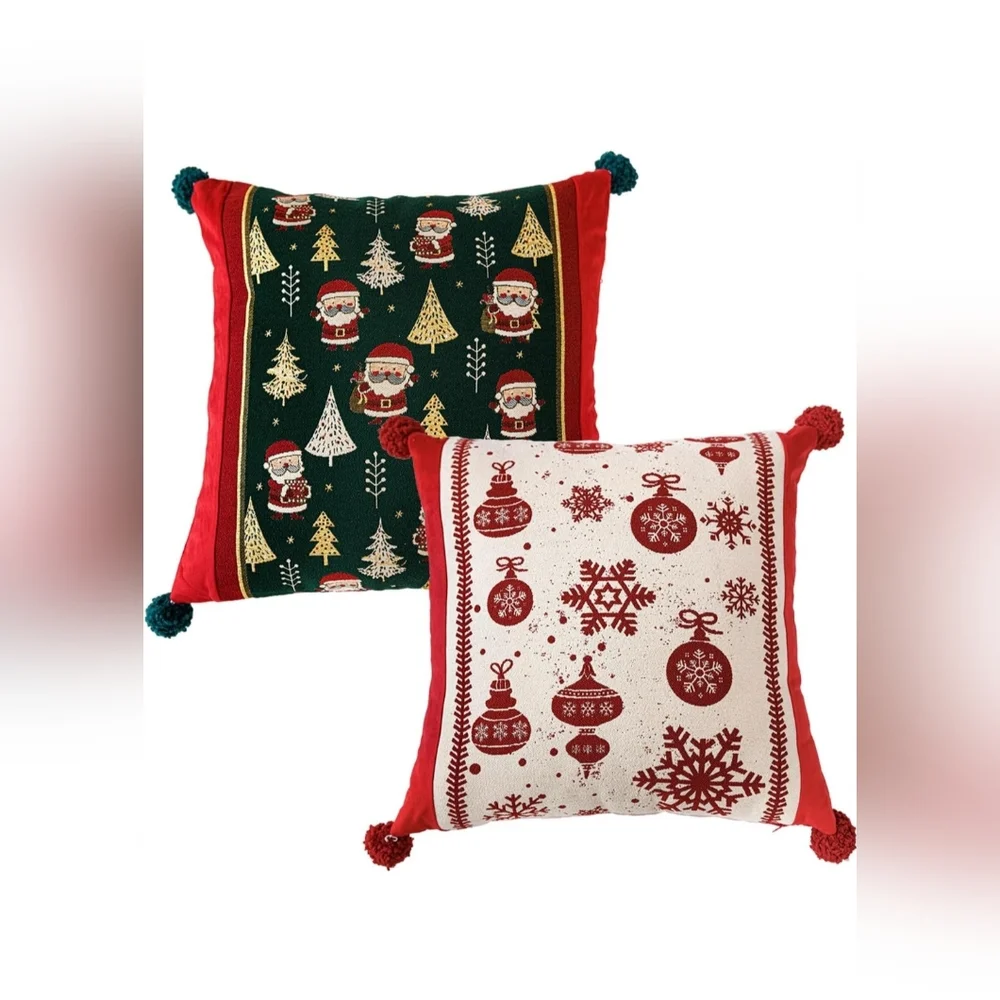 Christmas Pillow Covers 18 x 18 Inch, 3DEmbroidered Pillow Cover, 2PK