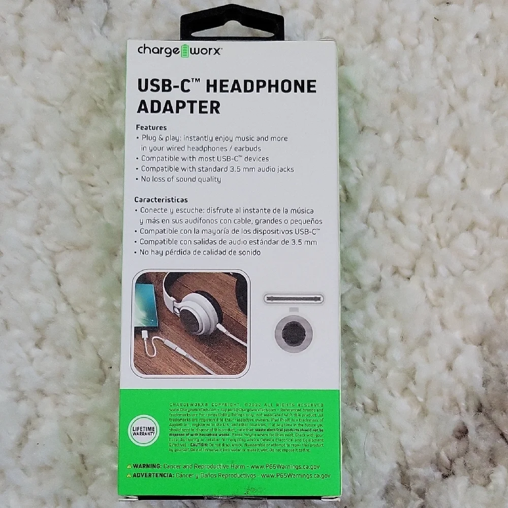 White USB-C Headphone Adapter