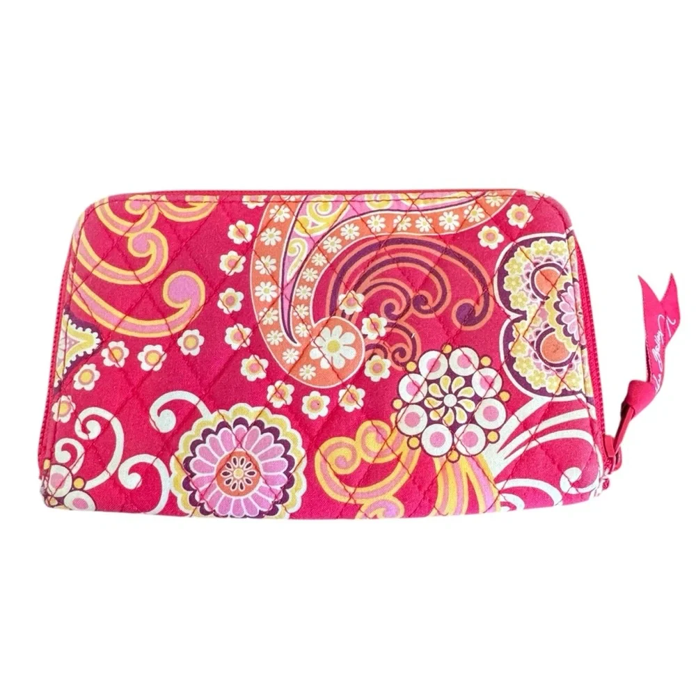 Vera Bradley Raspberry Fizz zip-around wallet pink paisley 2008 retired