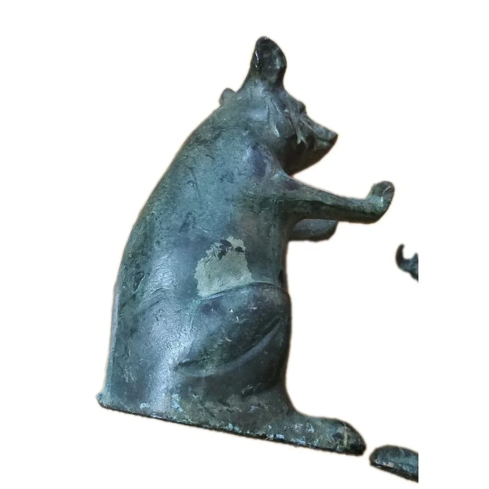 San Pacific Int'l SPI Vintage Pig Bookends Iron Pair Hogs Boars Door Stops *flaw