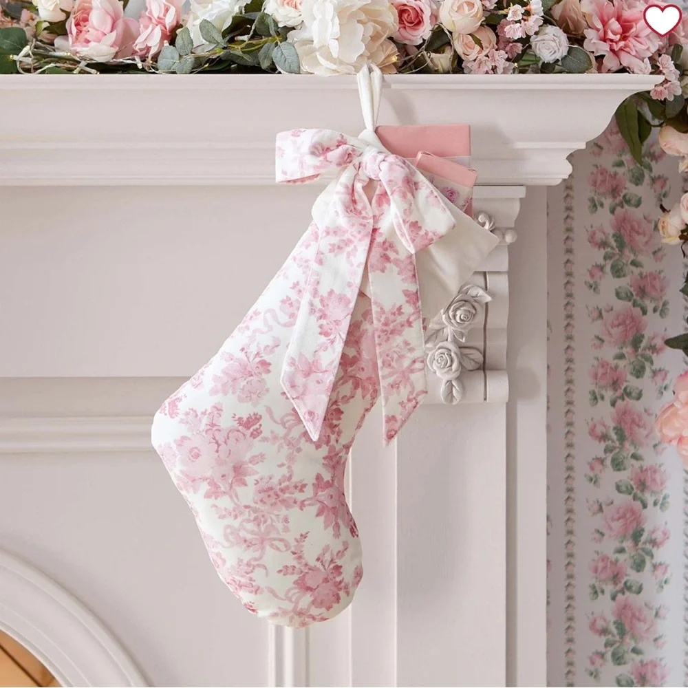 Pottery Barn Teen LoveShackFancy Pink Damask Christmas Stocking Pink NWT