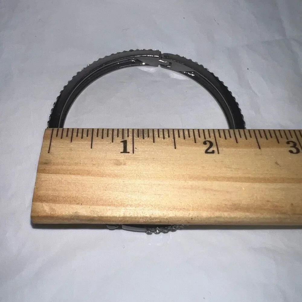 Gunmetal And Crystal Hinged Bangle Bracelet‎