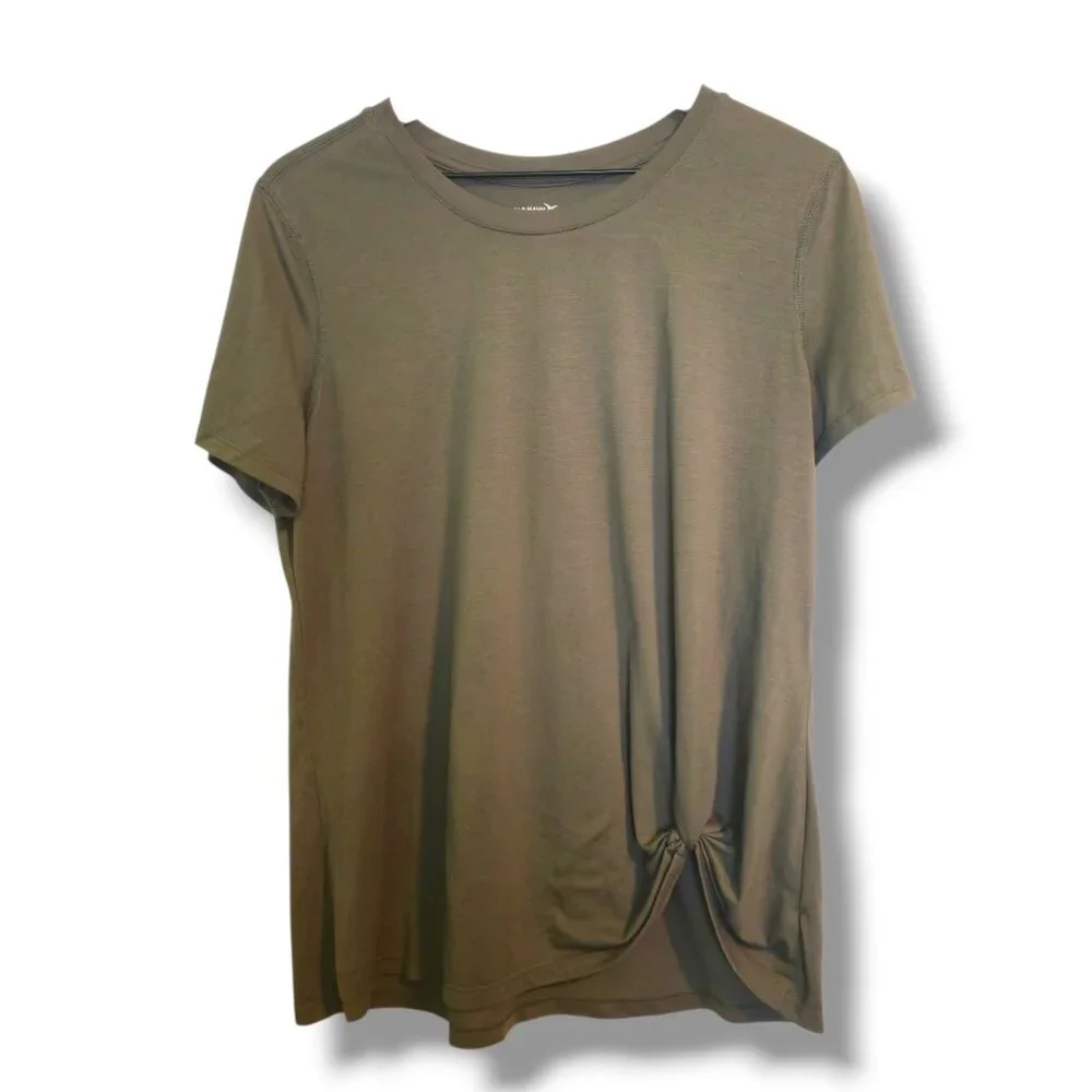 Old Navy t-shirt womens Large green short-sleeve twist hem round neck
