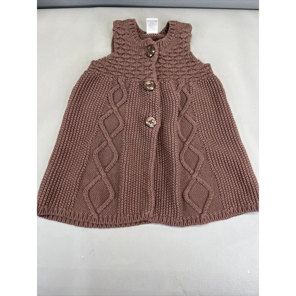 Gymboree Brown Waffle Knit Sweater Button Up Tank Top Cardigan Size 4
