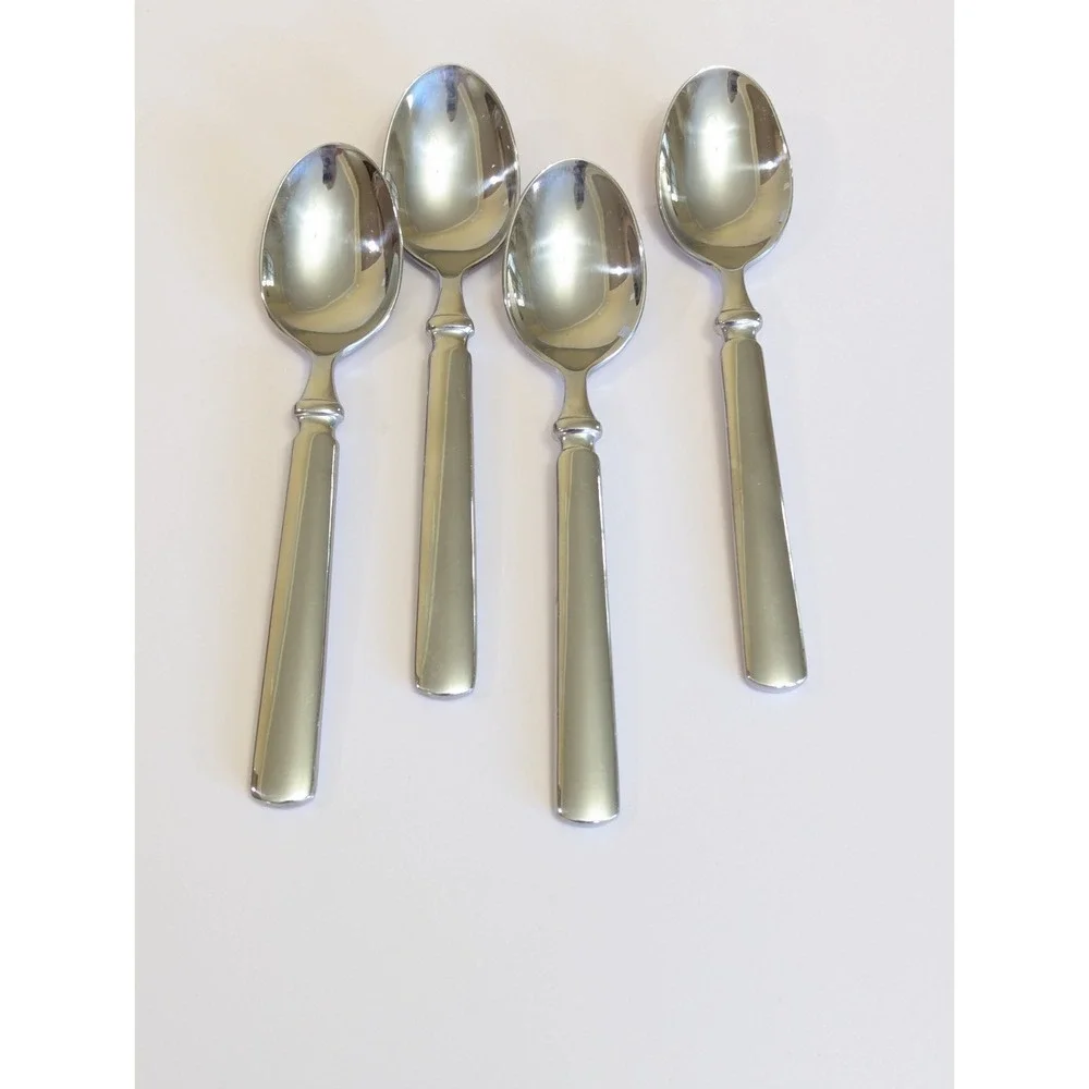 4 MSE Martha Stewart EMPIRE Stainless Flatware Soup Spoon Heavy Handle 7 7/8