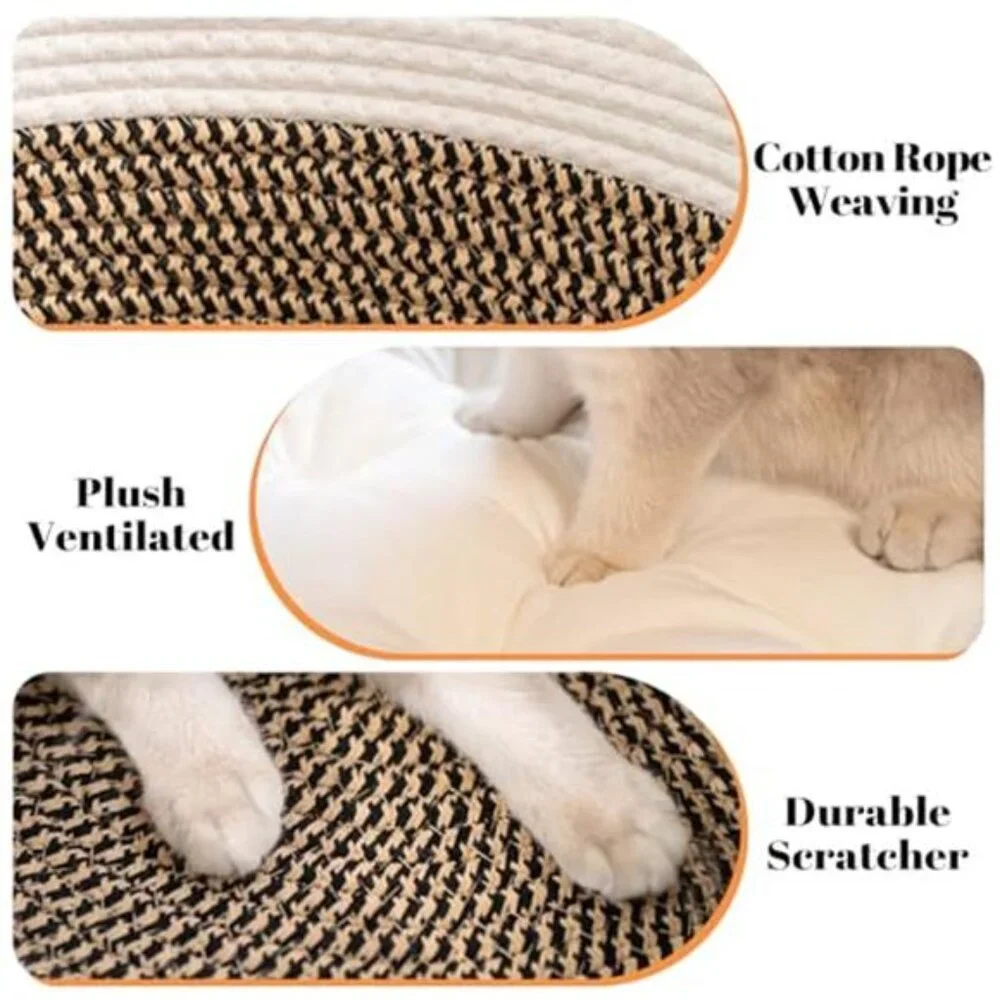 Cat Bed Basket with Cushion Indoor Cozy Kitten Bed Small Medium Large Pet