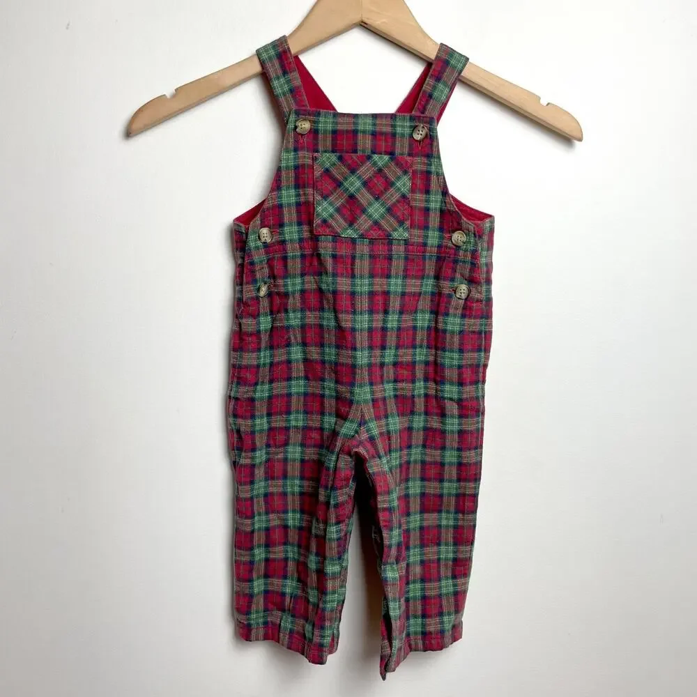 Talbot Kids Plaid Flannel Overalls 18 months Cotton Preppy Cottagecore Holiday