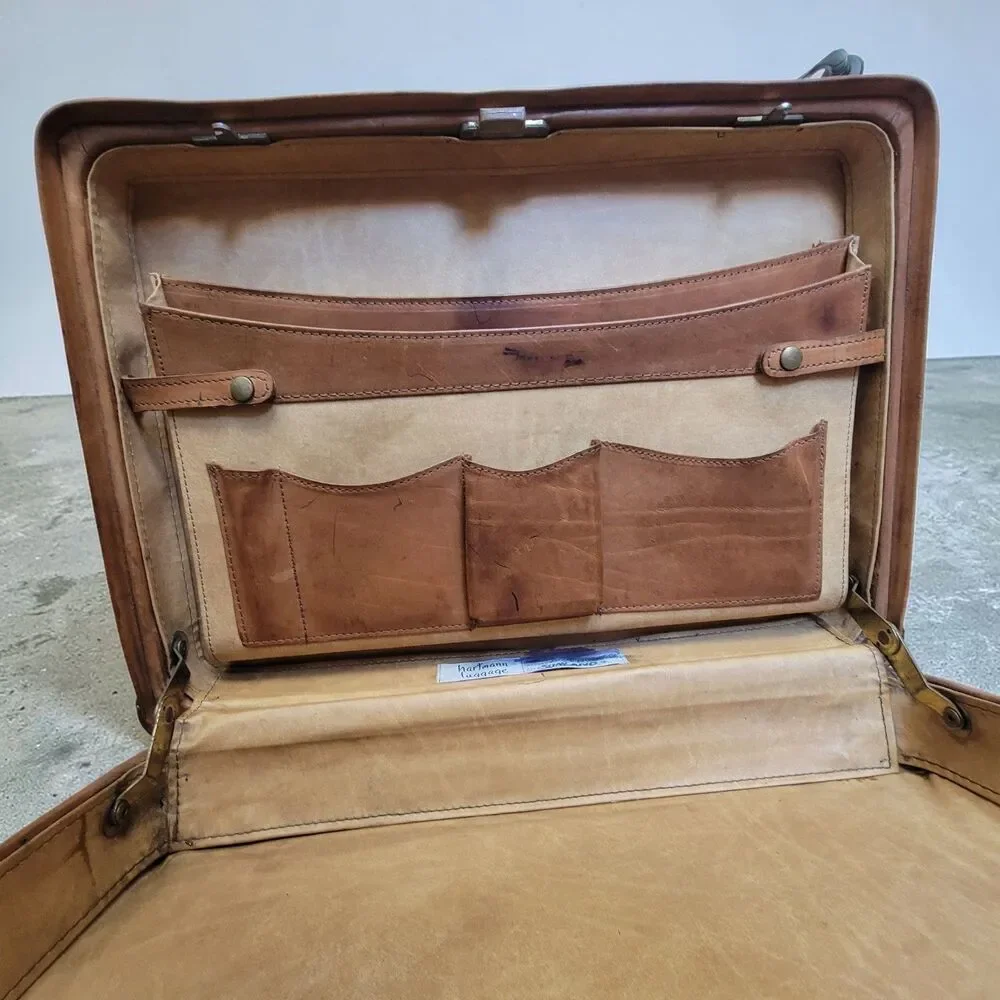 VTG Hartmann Luggage Briefcase Leather Brown Belting USA Executive Business