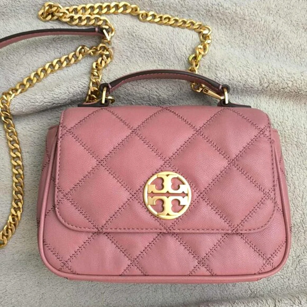 Tory Burch Willa Mini Top Handle Bag Magnolia Quilted Leather