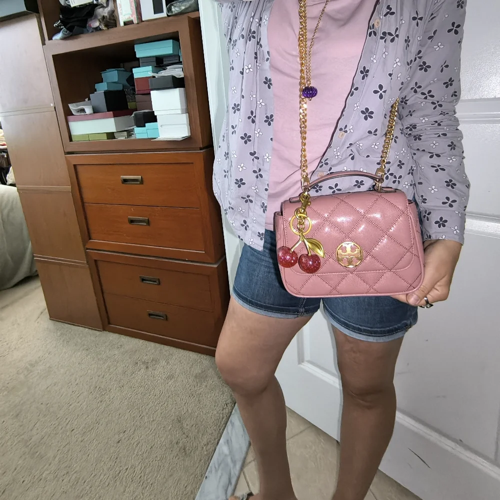 Tory Burch Willa Mini Top Handle Bag Magnolia Quilted Leather