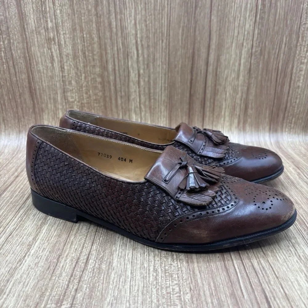 Mezlan COZUMEL Cognac Brown Tassel‎ Woven Men's Size 9 M Dress Shoe Loafer