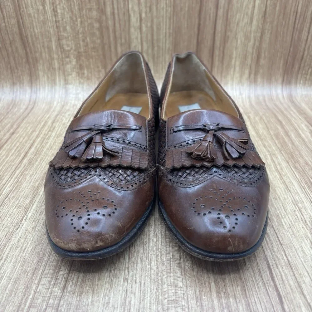 Mezlan COZUMEL Cognac Brown Tassel‎ Woven Men's Size 9 M Dress Shoe Loafer