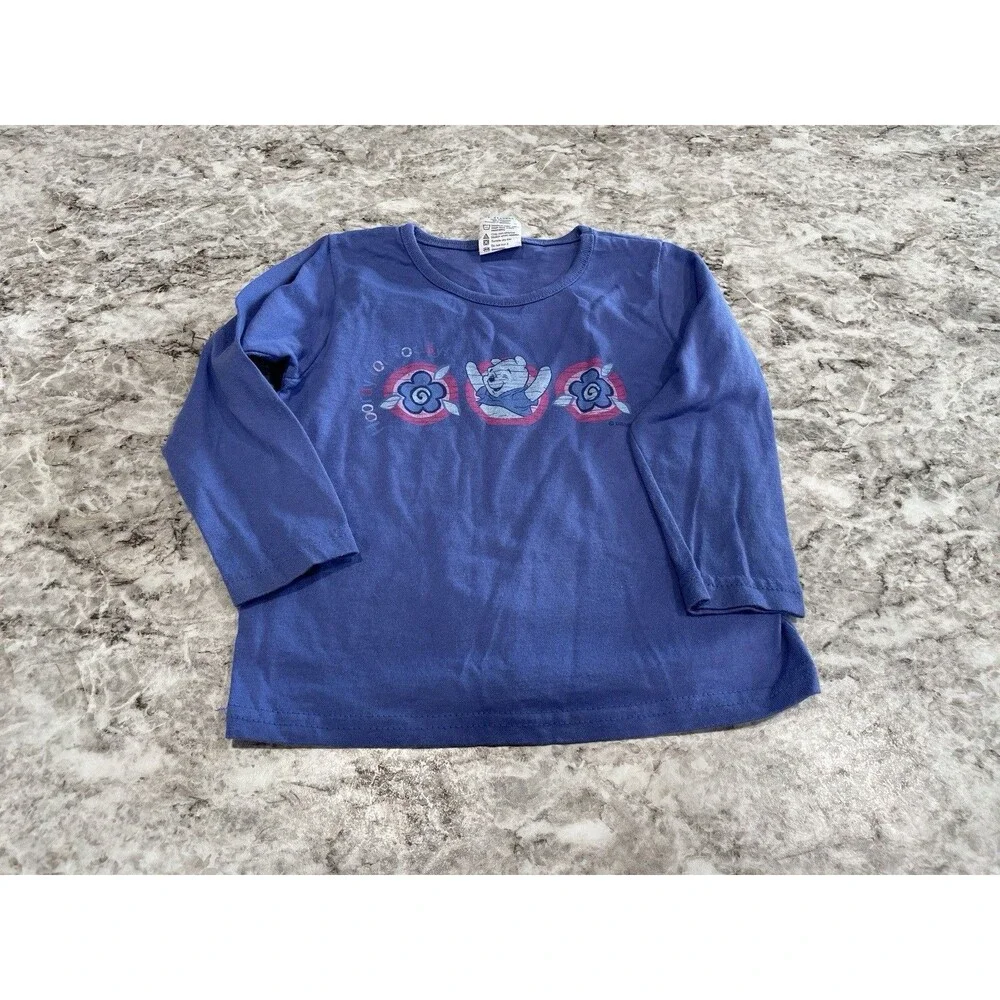 Vintage Disney Winnie the Pooh 4T Long Sleeve Shirt Made In USA Purple Hooray