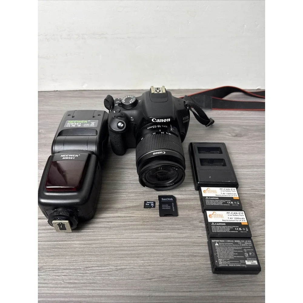 Canon EOS 1200D 18MP Digital SLR Camera EF-S 18-55mm‎ III lens, 32gb Sd Card
