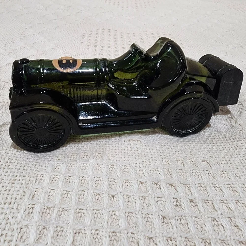 Vintage Avon ROADSTER Green Collectors Car No Label Full Glass Green Bottle