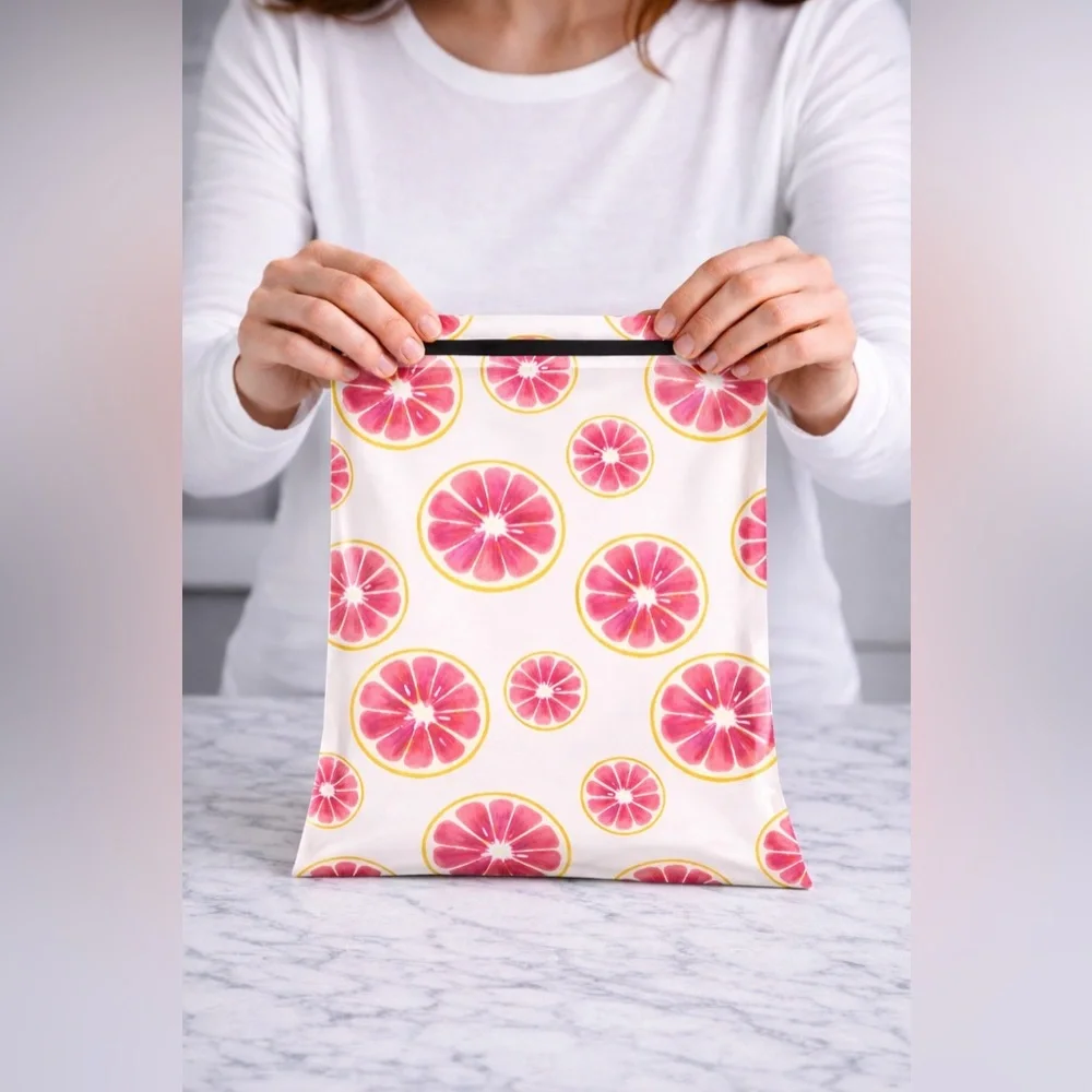 25 Pink Grapefruit Poly Mailers – 10x13 Fruit Shipping Bags – Boutique Packaging