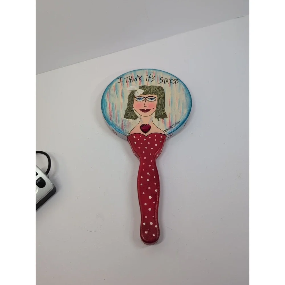 Vintage Cosmetic Mirror Hand-painted Rhonda‎ Kullberg 3D